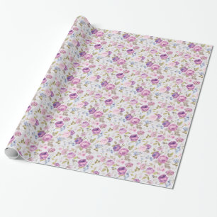 Papier Cadeau victorien, pays, lavande, shabby, chic, roses, par