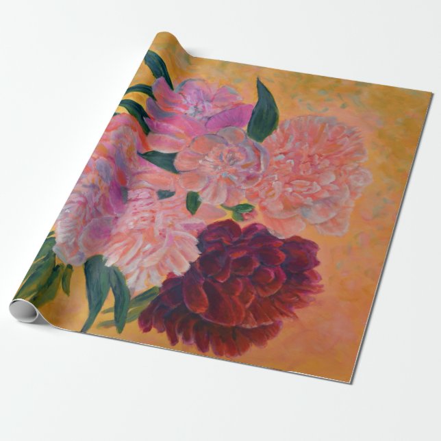 Papier Cadeau Vie morte avec Peonies Peinture (Déroulé)