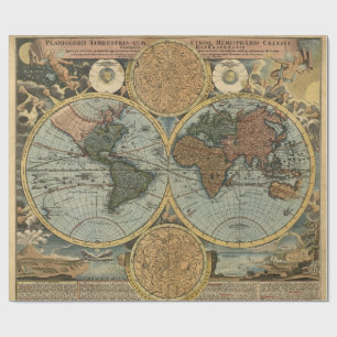 Papier Cadeau Vieille carte de la cartographie antique de cru du