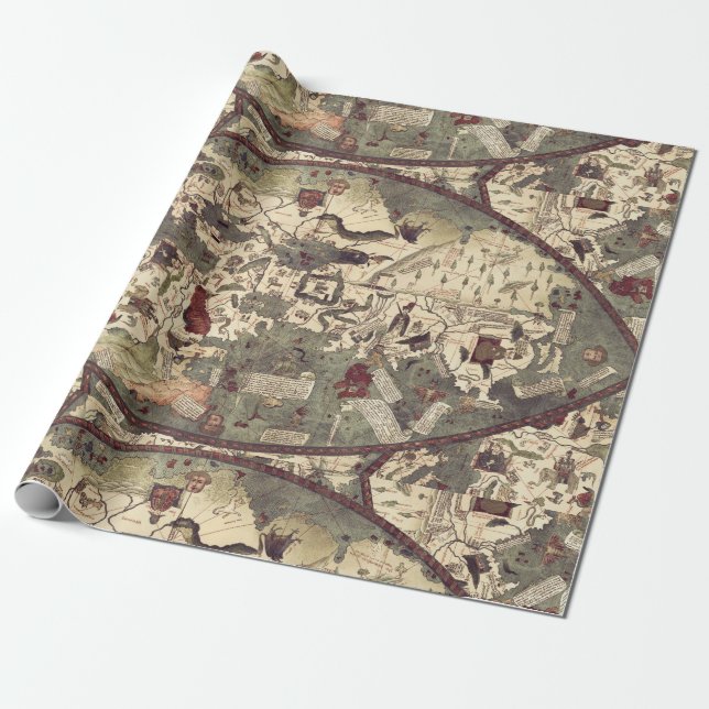 Papier Cadeau Vieille carte médiévale (Déroulé)