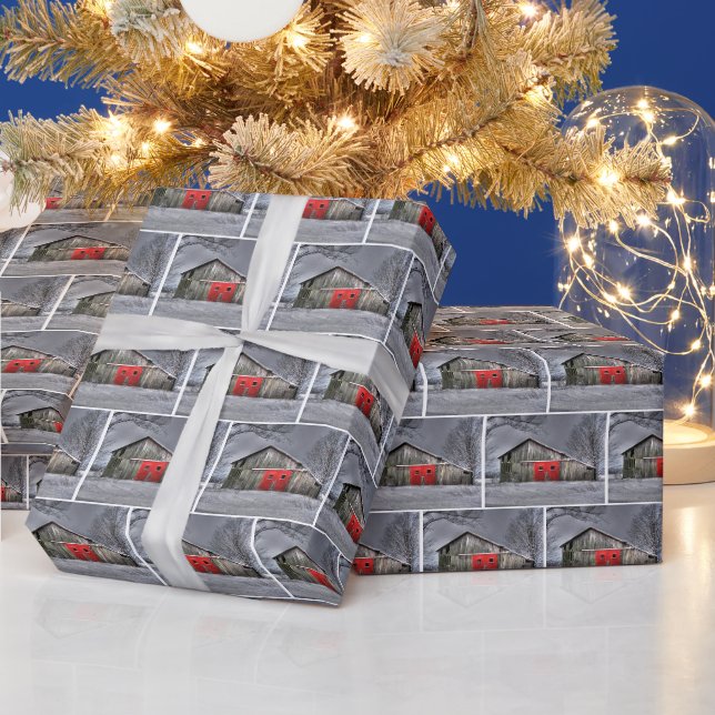 Papier Cadeau Vieille Grange En Hiver (Vacances)