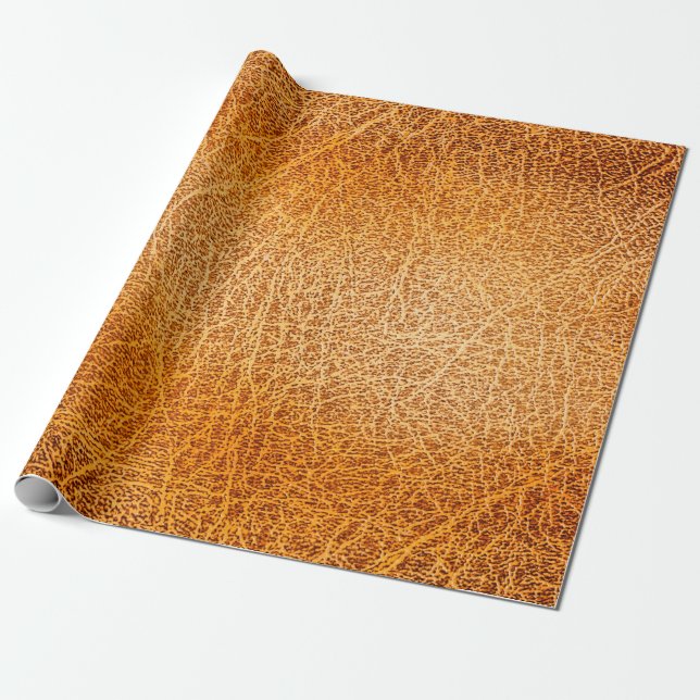 Papier Cadeau Vieille texture de cuir marron grunge (Déroulé)