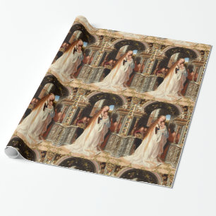 PAPIER CADEAU VIERGE AVEC ENFANT, ANGES MUSICAUX NOËL