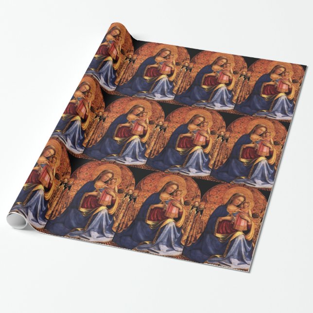 Papier Cadeau VIERGE AVEC ENFANT ET SAINTS Noël (Déroulé)
