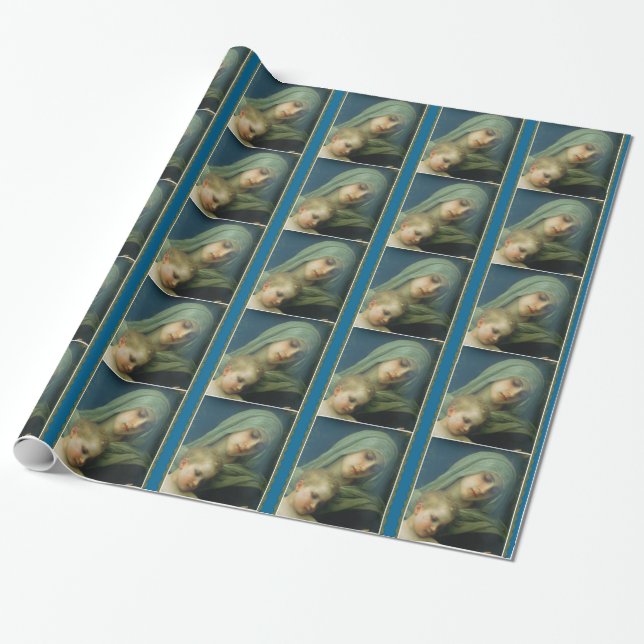 Papier Cadeau Vierge bénie de Mary avec l'enfant Jésus (Déroulé)