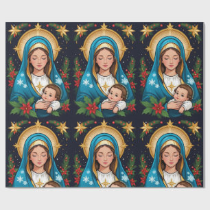 Papier Cadeau Vierge catholique chrétienne Marie Noël