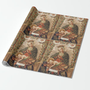 Papier Cadeau Vierge de l'école de Cuzco adorando l'enfant Jésus