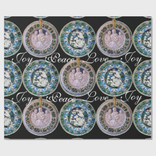 PAPIER CADEAU VIERGE, ENFANT ET ANGES, NATIVITÉ CHRISTMAS ROUNES