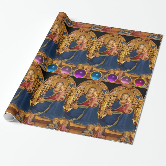 PAPIER CADEAU VIERGE ET ENFANT AVEC ANGELS, JEUX BLEU ROSE (Déroulé)