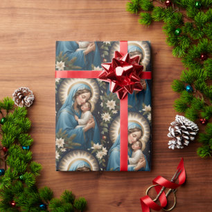Papier Cadeau Vierge Marie et Jésus