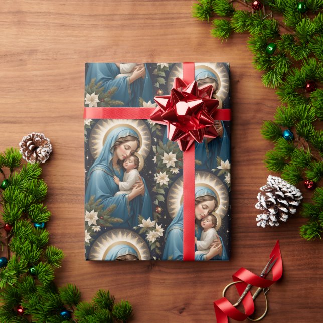Papier Cadeau Vierge Marie et Jésus (Cadeau de vacances)