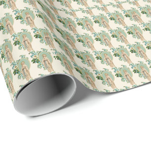 Papier Cadeau Vierge religieuse Marie Florale Élégante
