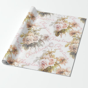 Papier Cadeau Vieux bouquet rose rose motif