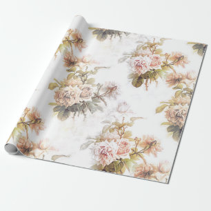 Papier Cadeau Vieux bouquet rose rose motif