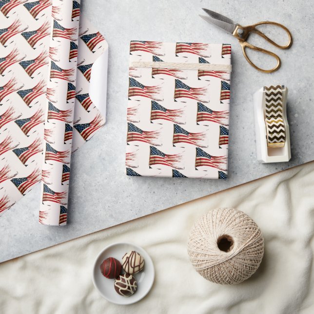 Papier Cadeau vieux drapeau américain en lambeaux (Artisanat)