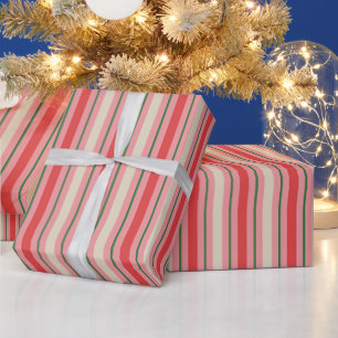 Papier Cadeau Vieux mode rétro Noël Motif rayé rose