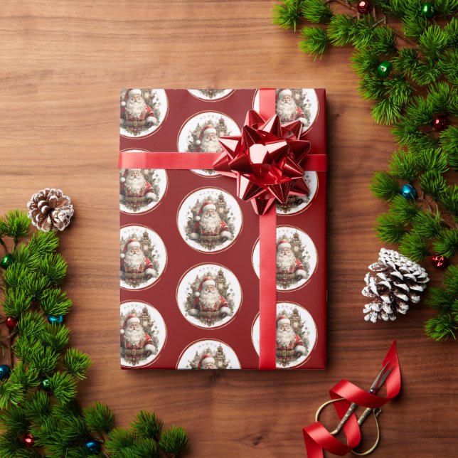 Papier Cadeau Vieux-Monde Père Noël (Cadeau de vacances)