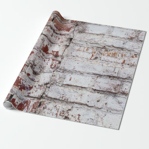 Papier Cadeau Vieux mur de briques peintes avec peeling blanc pe