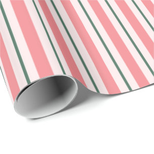 Papier Cadeau Vieux rose pâle et Motif vert rayé