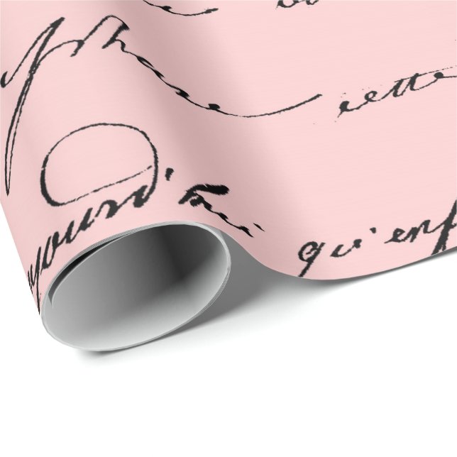 Papier Cadeau Vieux Script Paris Mauve Lilac Blush Pink Royal (Coin rond)