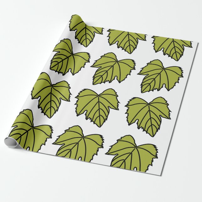 Papier Cadeau Vigne verte feuilles vignes (Déroulé)