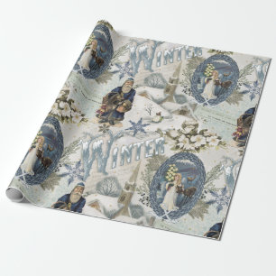 Papier Cadeau Vignette Victorian Winter Blues