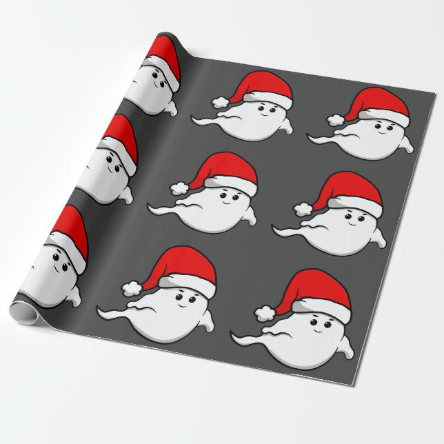 Papier Cadeau vilain fantôme de Noël santa claus éffrayant dépla (Déroulé)
