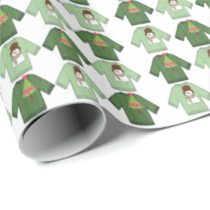 Papier Cadeau Vilains pulls de Noël Papier à enveloppement vert