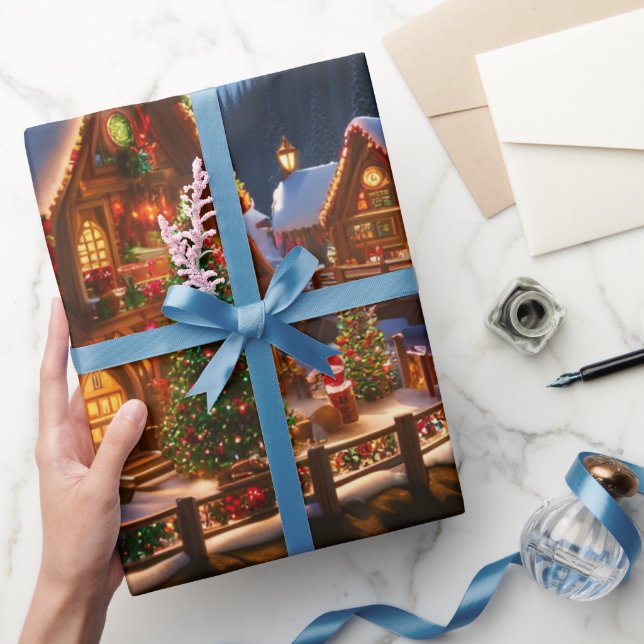 Papier Cadeau Village de Noël (Cadeaux)