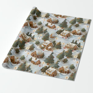 Papier Cadeau Village de pain d'épices de Noël sans fin