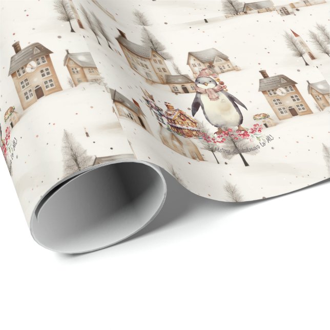 Papier Cadeau Village des pingouins et des crapets (Coin rond)