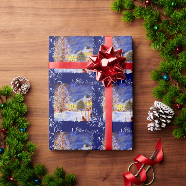 Papier Cadeau Village en hiver (Cadeau de vacances)
