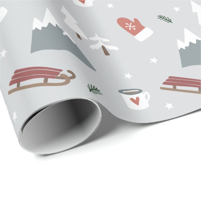 Papier Cadeau Village nordique de Noël (Coin rond)