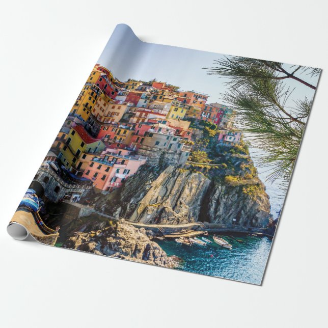 Papier Cadeau Village pittoresque, Cinque Terre, Ligurie, Italie (Déroulé)