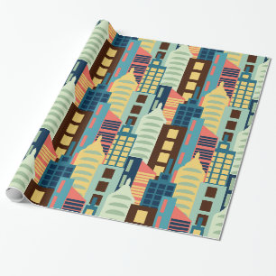 Papier Cadeau Ville moderne du Moyen-siècle