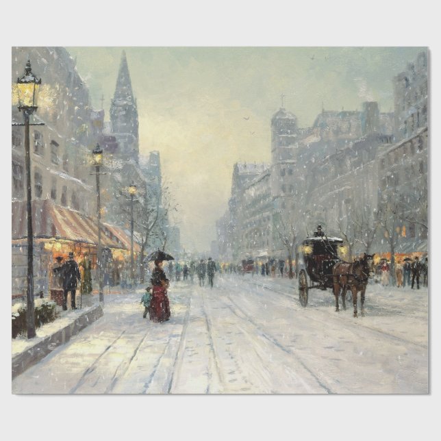 Papier Cadeau Ville victorienne, rue de Noël (Plat)