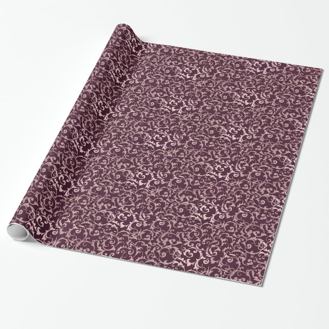 Papier Cadeau Vin de framboise rose Or Moderne Mariage élégant (Déroulé)