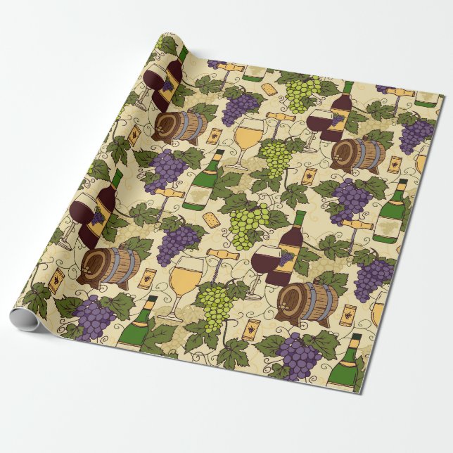 Papier Cadeau Vin Lover Vin Motif Vin (Déroulé)