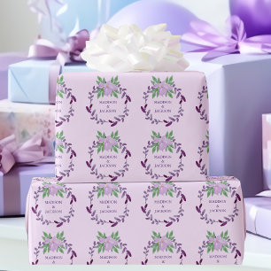 Papier Cadeau Vin pourpre Floral Wreath Mariage personnalisé