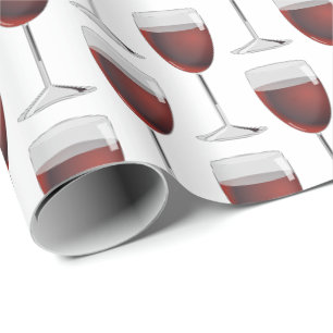 Papier Cadeau vin rouge en verre de tige
