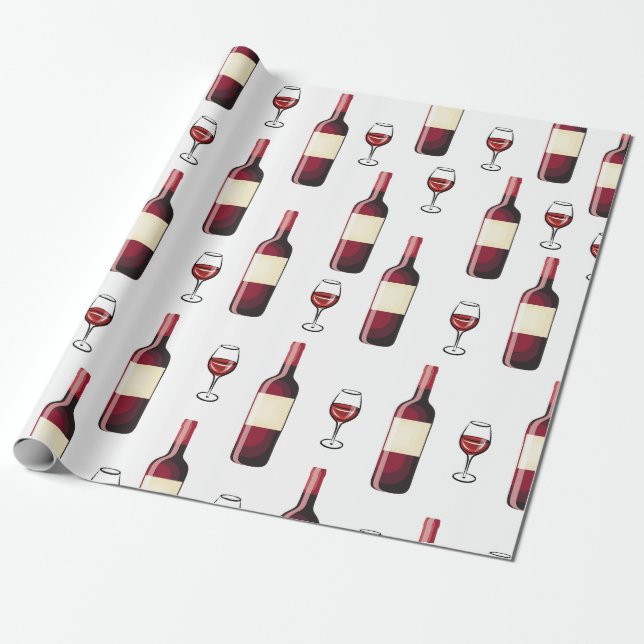 Papier Cadeau Vin rouge et verre à vin (Déroulé)
