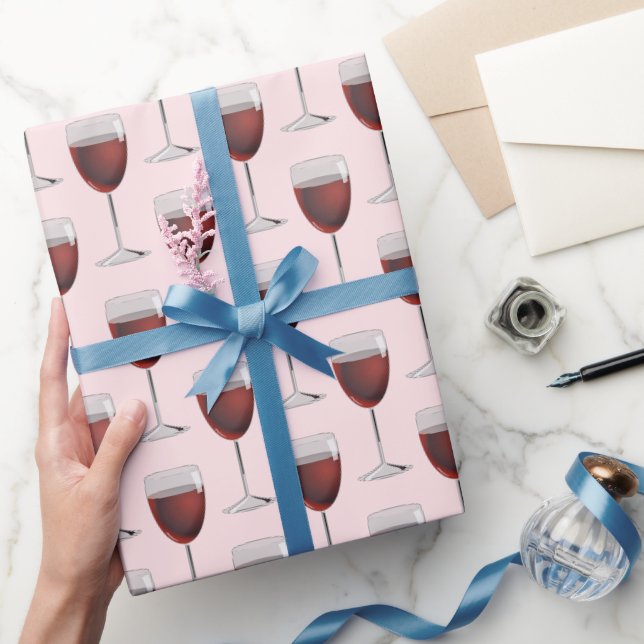 Papier Cadeau Vin Rouge Sur Rose Bleu (Cadeaux)