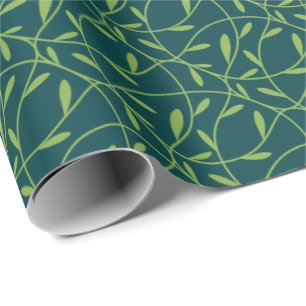 Papier Cadeau Vin végétal monochromatique vert