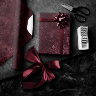 Papier Cadeau Vin Velvety Damask   Glam Grunge de Bordeaux Sangr