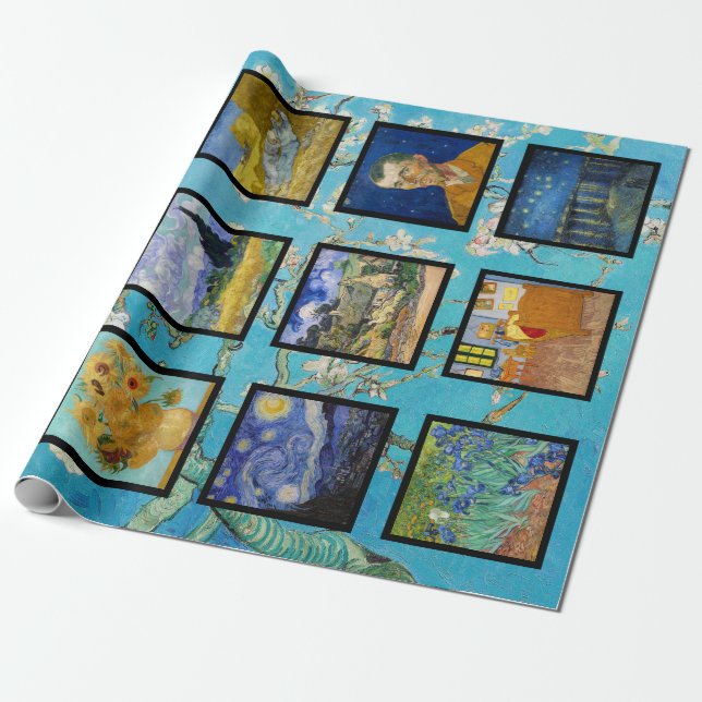 Papier Cadeau Vincent Van Gogh - Grille des chefs-d'oeuvre (Déroulé)