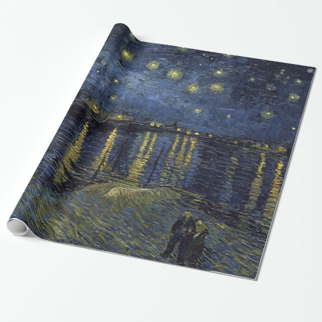 Papier Cadeau Vincent van Gogh Nuit étoilée sur le Rhône (Déroulé)