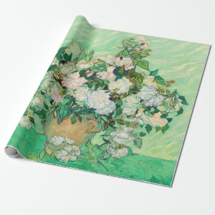 Papier Cadeau Vincent Van Gogh Vase avec des roses roses roses