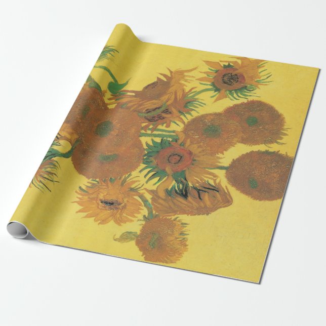 Papier Cadeau Vincent van Gogh - Vase avec quinze tournesols (Déroulé)