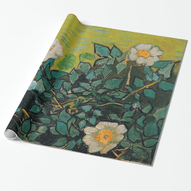 Papier Cadeau Vincent Van Gogh Wild Rose Art Floral Vintage (Déroulé)