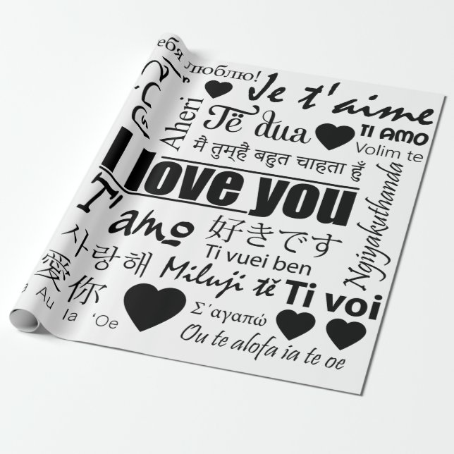 Papier Cadeau Vingt-deux manières de dire je t'aime le papier (Déroulé)